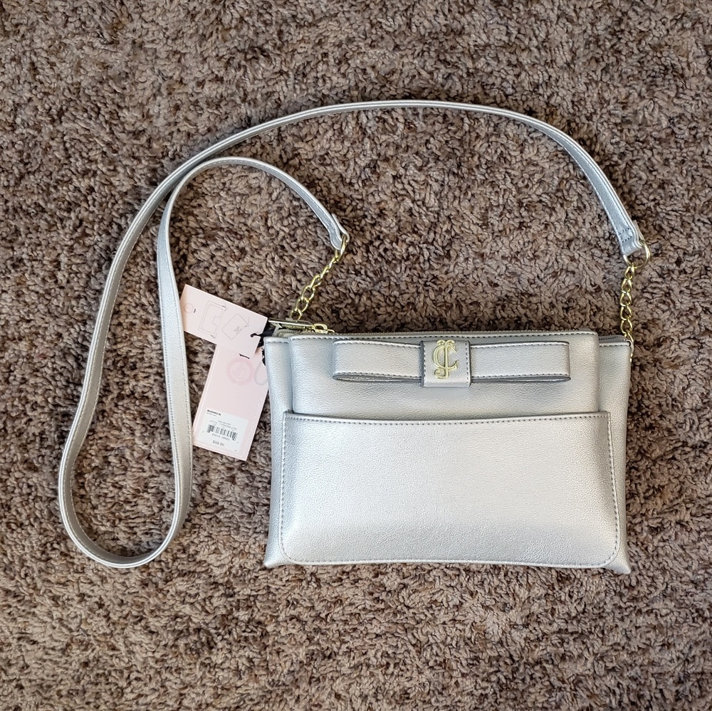 NWT Juicy Couture Silver Double Bag Crossbody